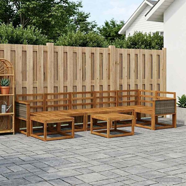 vidaXL Outdoor-Sofagarnitur 8 pcs Natur Massivholz Akazie 3385405