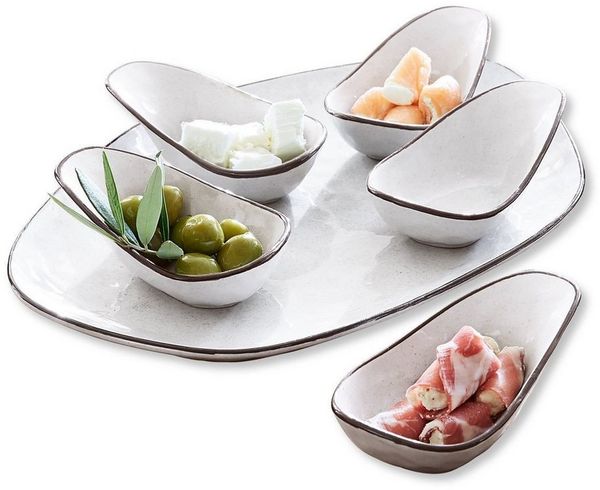 Mirabeau Geschirr-Set Servierschälchen 6er Set Biarré weiß, Steinzeug