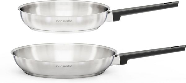 Hanseatic Pfannen-Set SMART, Edelstahl 18/10 (Set, 2-tlg, 1x Pfanne Ø 24 cm und 28 cm), ohne Beschichtung, energiesparend, für alle Herdarten, inkl. Induktion