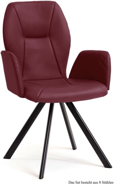 Armlehnstuhl drehbar (8er-Set) Diane 58x92x60 Schwarz/Marsala