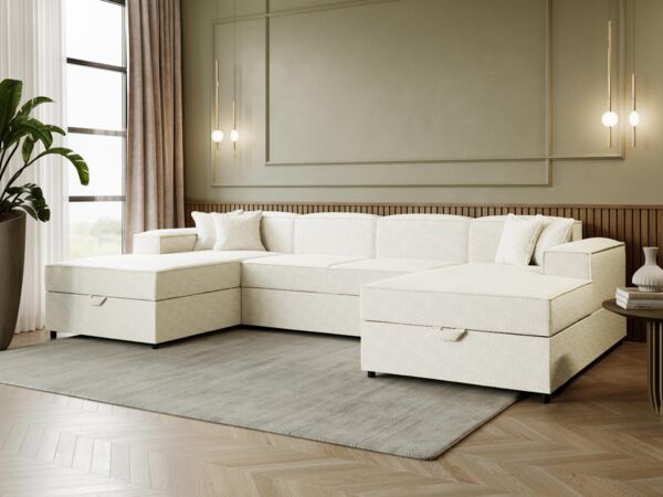 Wohnlandschaft Sokoz U Boucle (Farbe: Coral 15)