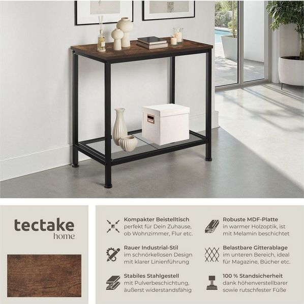 tectake Beistelltisch Filton (1-St, 1 tlg), Hochkantiger Beistelltisch im typischen Industrial Style