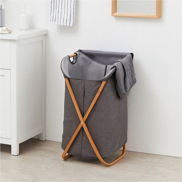 HTI-Living Wäschekorb Wäschekorb 60 Liter Anea Grau (Stück, 1 St, 1 Wäschekorb), Wäschesammler Aufbewahrungskorb