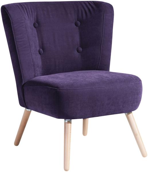 Sessel Kassi Bezug Veloursstoff Buche natur / violett 22389