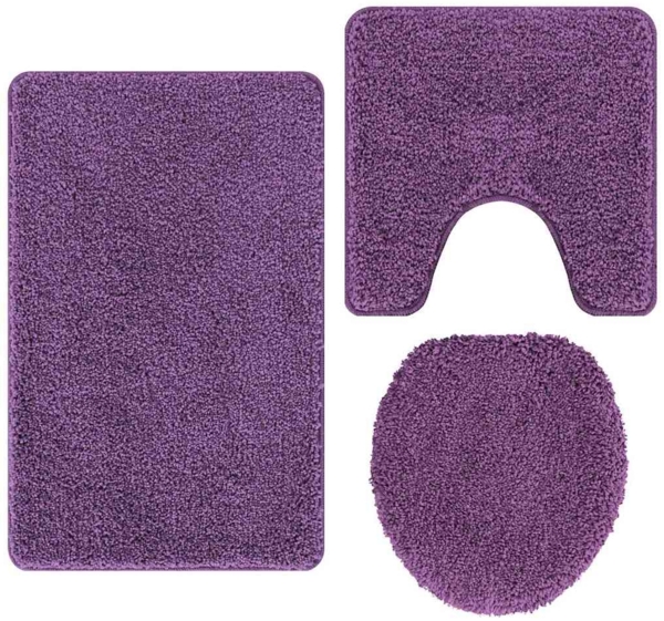 vidaXL Anti-Rutsch Badematten-Set 3 pcs Lila PP 4019872