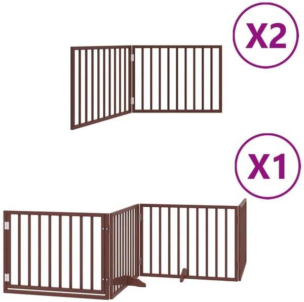 vidaXL 8-tlg. Hundetor mit Tür Faltbar Braun 640 cm Pappelholz 3155578 Bild 2