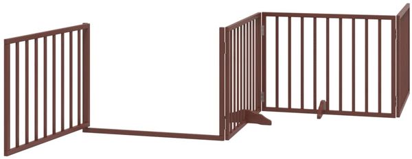 vidaXL 8-tlg. Hundetor mit Tür Faltbar Braun 640 cm Pappelholz 3155578 Bild 4