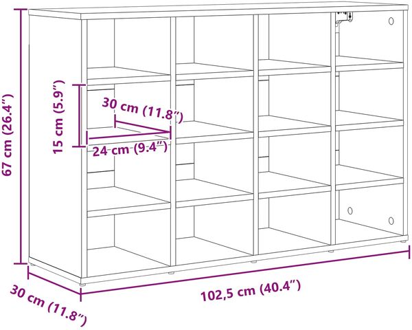vidaXL Schuhschrank mit Regal Betongrau 103 x 30 x 67 cm Holzwerkstoff 808733 Bild 11