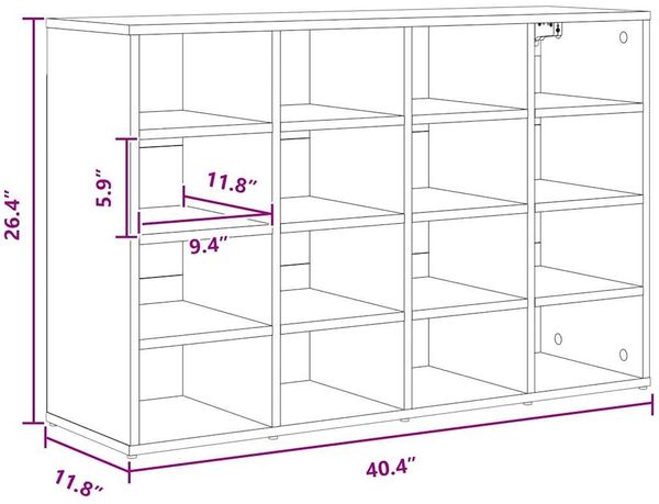 vidaXL Schuhschrank mit Regal Betongrau 103 x 30 x 67 cm Holzwerkstoff 808733 Bild 12