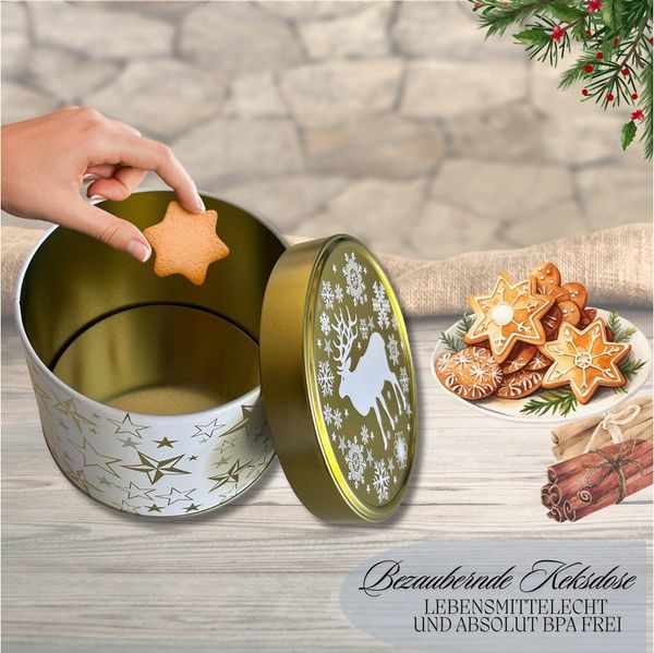 MediMuc Keksdose Runde Lebkuchendosen mit verschiedenen Motiven - Weihnachtsdosen