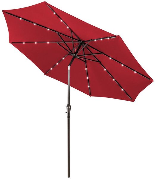 COSTWAY Sonnenschirm φ300 cm Gartenschirm, mit Solar LED Beleuchtung