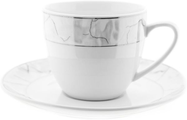 Weissberg Kaffeetassen-Set 12-teilig mit Marmor Optik - 175 ml aus Porzellan
