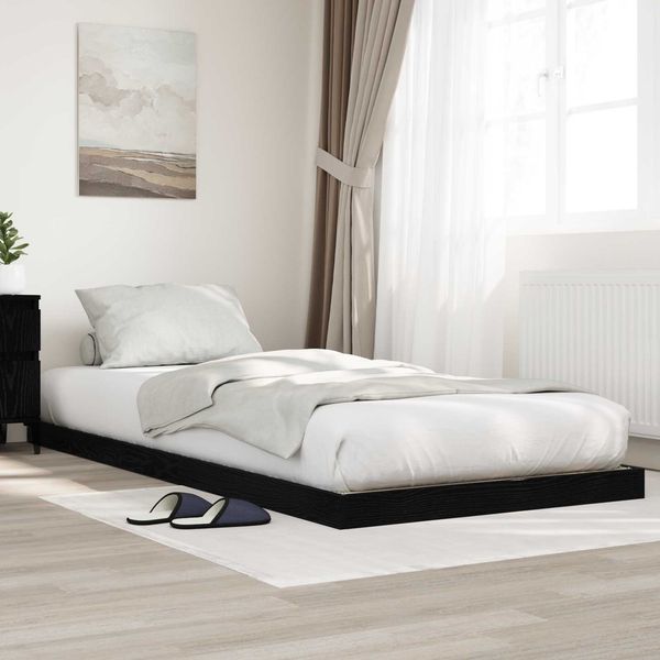 vidaXL Bodenbettrahmen, Holz Eichen-Optik Schwarz, 76,5x200 cm