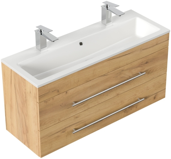 Badmöbel Mars 1000 für 2 Hähne SoftClose Schubladen eiche gold : Eiche Gold