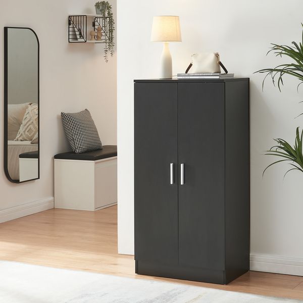 Schuhschrank Notribontaa 108x55x35 cm Schwarz [en. casa]