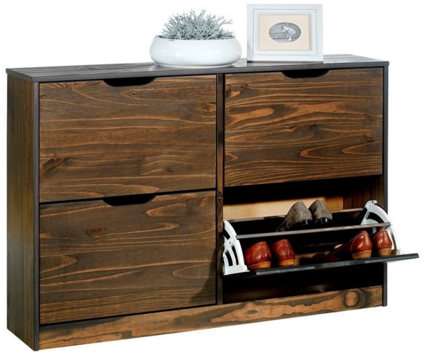 IDIMEX Schuhkommode BASIL, Schuhschrank Schuhkipper mit Klappen Schuhkommode Kiefer massiv versch