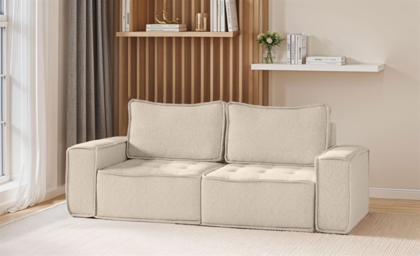 Sofa Modulsofa 2-teilig SANDE 2-Sitzer Stoff Raven Creme