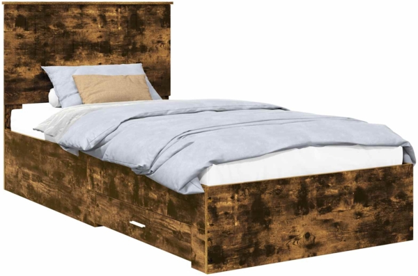 vidaXL Bettrahmen Geräucherte Eiche 100 x 200 cm Holzwerkstoff 3411345