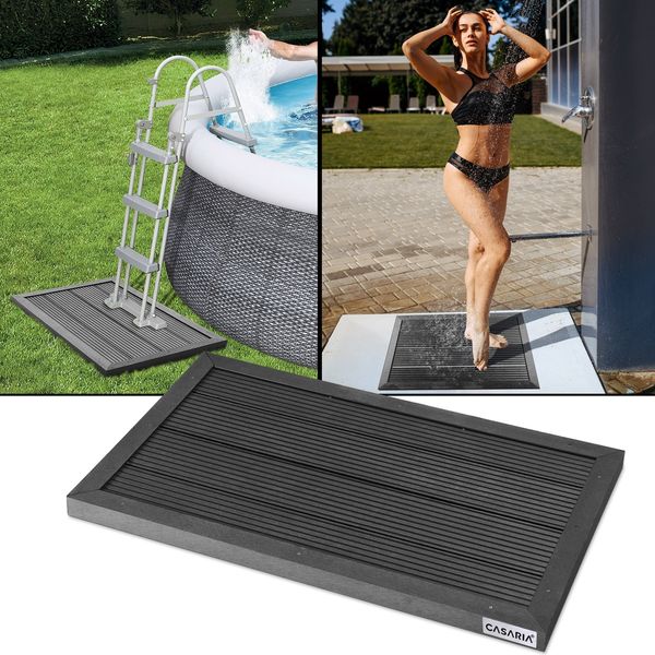 WPC Casaria Bodenelement Solardusche Anti Rutsch 101x63x5,5cm bis 300kg UV-Beständig Anthrazit Bodenplatte Poolleiter