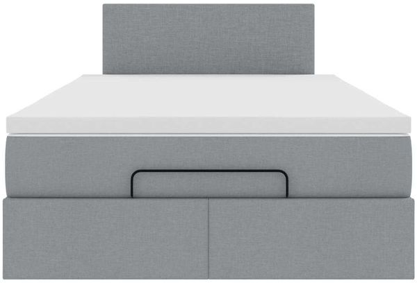 vidaXL Ottoman-Bett mit Matratze & LEDs Hellgrau 120x200 cm Stoff 3312215 Bild 8