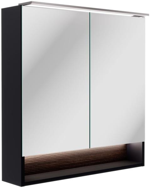 Fackelmann B.PARIS LED-Spiegelschrank 70 cm breit, Braun dunkel/Schwarz