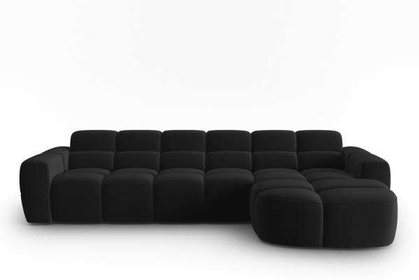 Micadoni Ecksofa Lisa 4-Sitzer Rechts Samtstoff Casino Schwarz