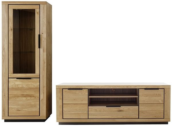 Wohnwand >Greno< (2-teilig) in Wildeiche - 255x200x54 (BxHxT)