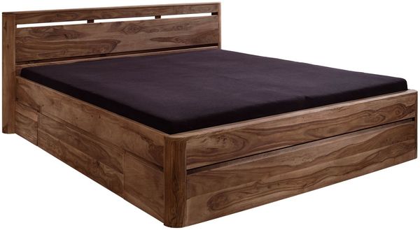 Bett mit Schublade Sheesham 160x200 smoked cherry gebeizt TORONTO #161