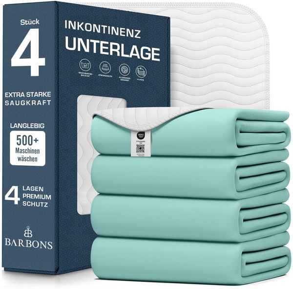 Barbons Inkontinenzunterlage waschbar Matratzenschutz 90x160 4er - wasserdichte Bett Inkontinenzauflage matratzenauflage Bettunterlage waschbar nässeschutz matratzenauflage (90x160 cm - 4er)