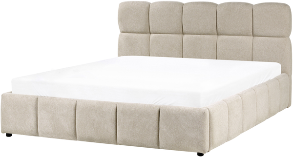 Bett mit Stauraum Stoff NOYON 160 x 200 cm Taupe