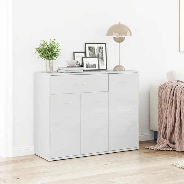 Sideboard, Kommode Hochglanz-Weiß 88x30x70 cm Holzwerkstoff