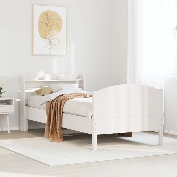 vidaXL Massivholzbett ohne Matratze Weiß 75x190 cm Kiefernholz 3306991