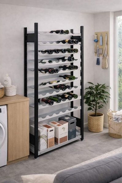 Weinregal CHRIS, Stahl für 72 Flaschen, 180 x 100 x 25 cm, schwarz, modern, industrial design