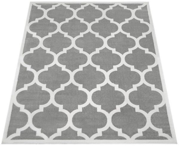 KADIMA DESIGN Teppich Marokkanisches Muster Wohnzimmer schmutzabweisend Teppich Kurzflor, Rechteckig, Höhe: 12 mm, Florhöhe: 8 mm, 100% Polypropylen, Rechteckig, 60x100cm, Grau