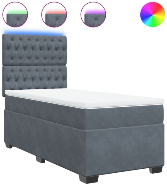 vidaXL Boxspringbett mit Matratze Dunkelgrau 80x200 cm Samt 3293069 Bild 1