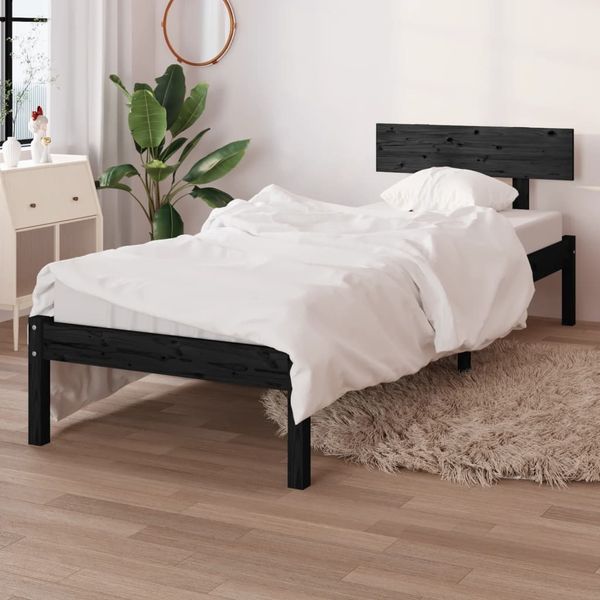 vidaXL Massivholzbett Schwarz Kiefer 90x190 cm 810116