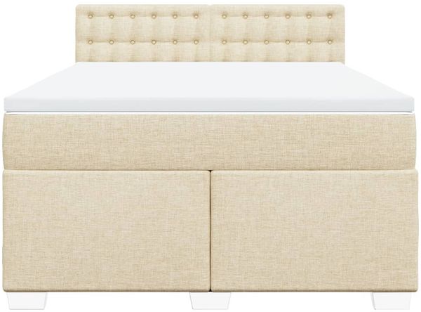 vidaXL Boxspringbett mit Matratze Creme 140x190 cm Stoff 3288202 Bild 6