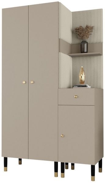 ABIKS MÖBEL Kompaktgarderobe PALERMO Set 6 Garderobe mit gepolsterten Paneelen, Industriell Design