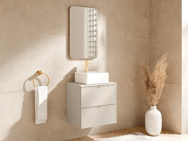 Vente-unique - ONDIL Waschbeckenmöbel Holz, Platte Beige - B 45 cm x H 60 cm x L 60 cm