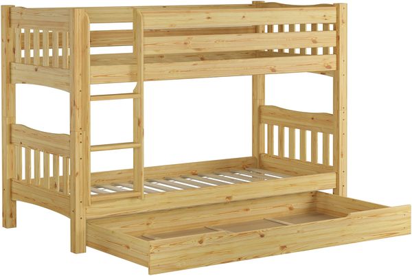 Erst-Holz Etagenbett Kiefer natur 90x200 inkl. Gästebett