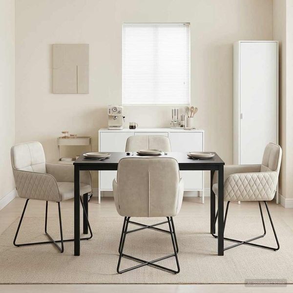 vidaXL Esszimmerstühle 4 pcs Samt (V) Creme 59 x 56,5 x 86 cm 3428215