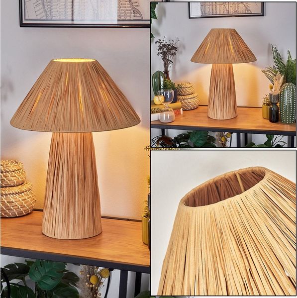 hofstein Tischleuchte Tischlampe aus Metall/Papier in Beige/Natur, ohne Leuchtmittel, Schirm aus Papier (32 cm), An/-Auschalter, 1x E27, ohne Leuchtmittel