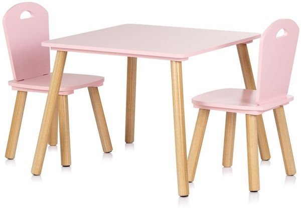 Chipolino Kinder Tischset Holztisch, 2 Holzstühle, Kindersitzgruppe, 3-teilig pink