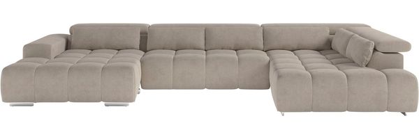 COTTA Wohnlandschaft Orion U-Form, mit Kopfteilverstellung & 6 Nierenkissen