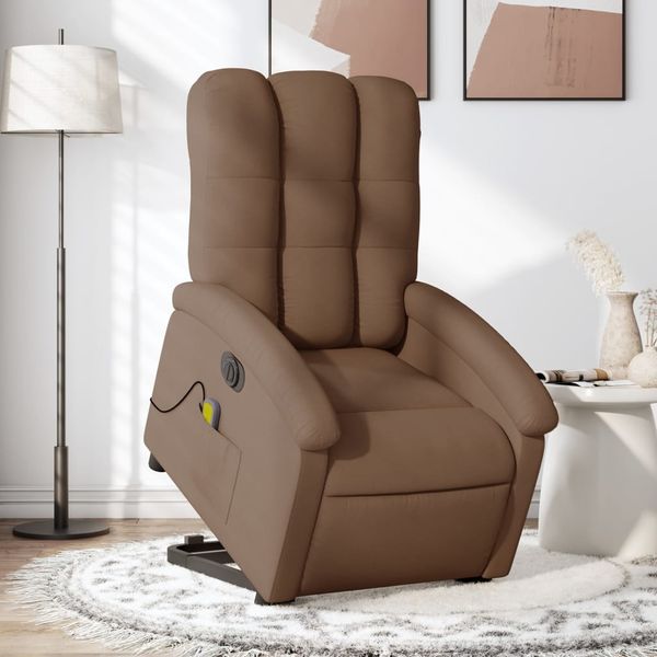 vidaXL Elektrischer Massagesessel mit Aufstehhilfe Braun Stoff 3204132