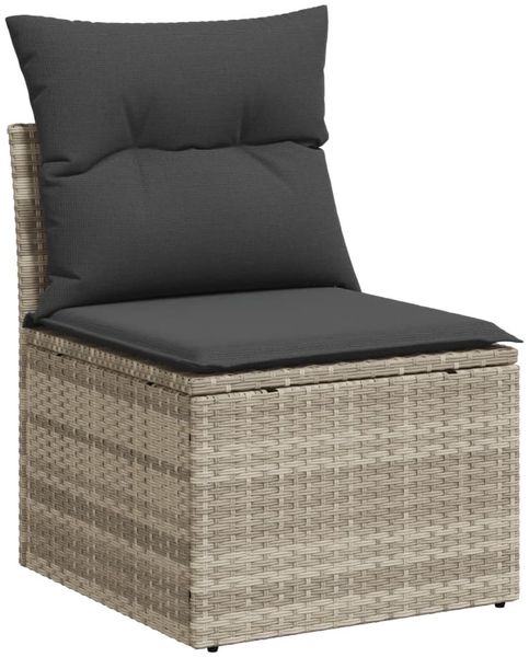 vidaXL 11-tlg. Garten-Sofagarnitur mit Kissen Hellgrau Poly Rattan 3223081 Bild 4