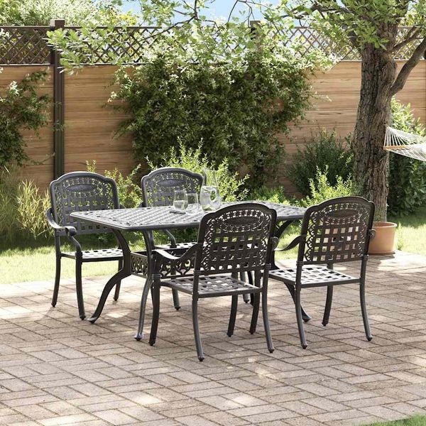 vidaXL Garten Essgruppe 5 pcs Schwarz Aluminium 3334645