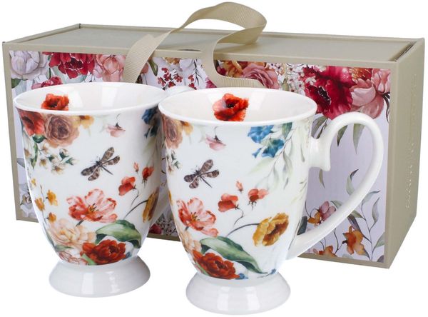 DUO 2er-Set Becher REBECCA mit Fuß, 340 ml, New Bone China Porzellan, in Geschenkbox