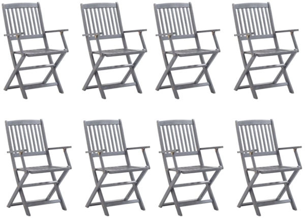 vidaXL Klappbare Gartenstühle 8 Stk. mit Kissen Massivholz Akazie 3078268 Bild 2