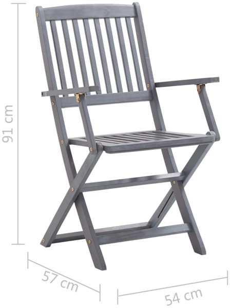 vidaXL Klappbare Gartenstühle 8 Stk. mit Kissen Massivholz Akazie 3078268 Bild 7